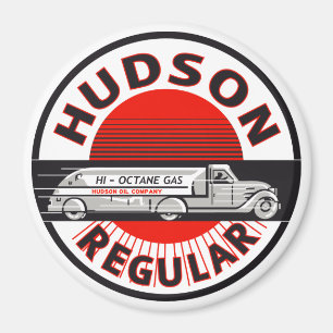 Vintages regelmäßiges Benzinzeichen des Hudsons Magnet