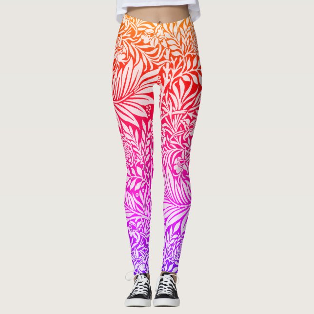Vintages Regenbogen-Botanisches Muster Leggings (Vorderseite)