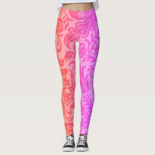 Vintages Regenbogen-Botanisches Muster Leggings (Vorderseite)