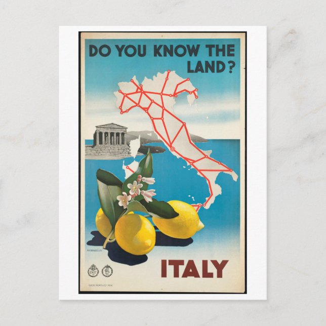 Vintages Reise Italiens - Italiens Plakat Postkarte (Vorderseite)