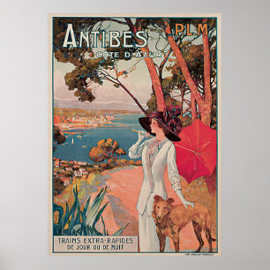 Vintages Reise-Plakat Antibes, Frankreich Poster
