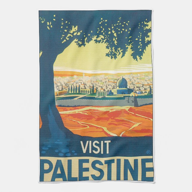 Vintages Reise-Plakat Besuchs-Palästinas Küchentuch (Vertikal)