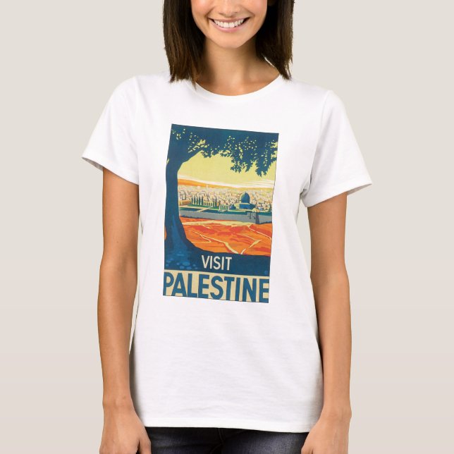 Vintages Reise-Plakat Besuchs-Palästinas T-Shirt (Vorderseite)