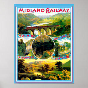 Vintages Reise-Plakat Derbyshire England Poster