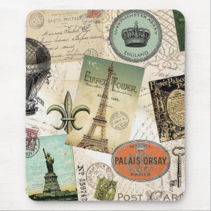 Vintages Reisecollage mousepad