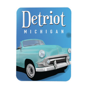 Vintages Reiseplakat Detroits Michigan USA Magnet