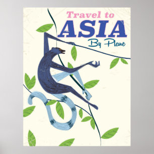 Vintages Reiseplakat für asiatische Affen Poster