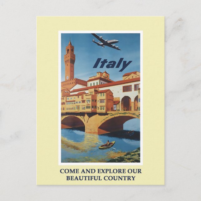 Vintages Reiseplakat für Italien Postkarte (Vorderseite)