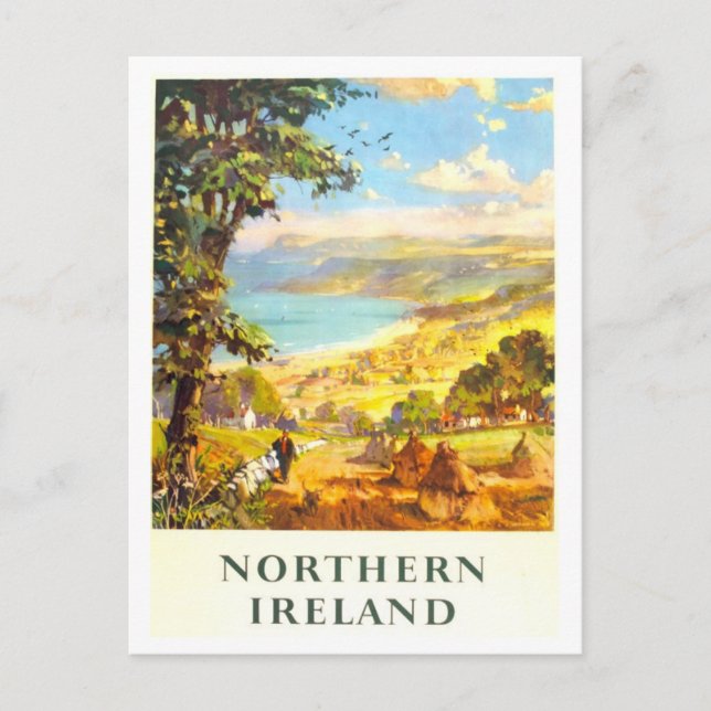 Vintages Reiseplakat für Nordirland Postkarte (Vorderseite)