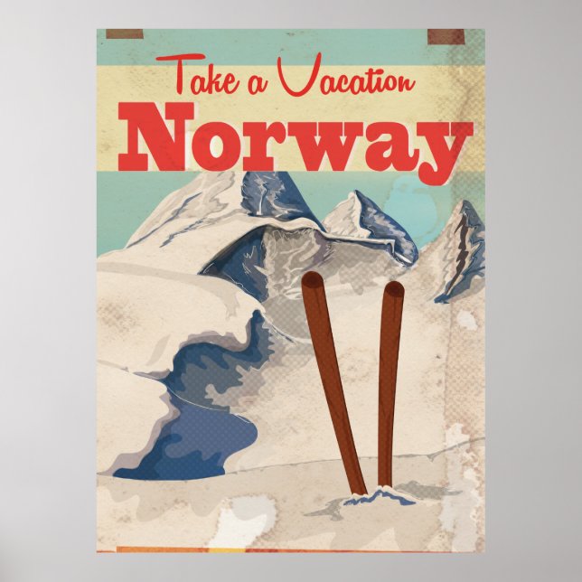Vintages Reiseplakat für Norwegen Poster (Vorne)