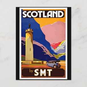 Vintages Reiseplakat für Schottland, Postkarte