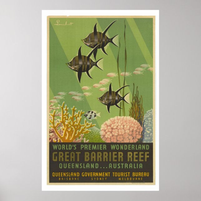 Vintages Reiseplakat "Great Barrief Reef" Poster (Vorne)