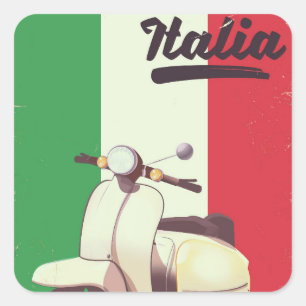 Vintages Reiseplakat Italien-Rollers Quadratischer Aufkleber