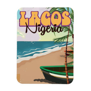 Vintages Reiseplakat Lagos, Nigeria Magnet