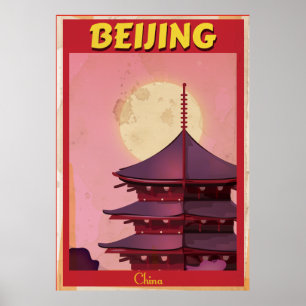 Vintages Reiseplakat Peking-China Poster
