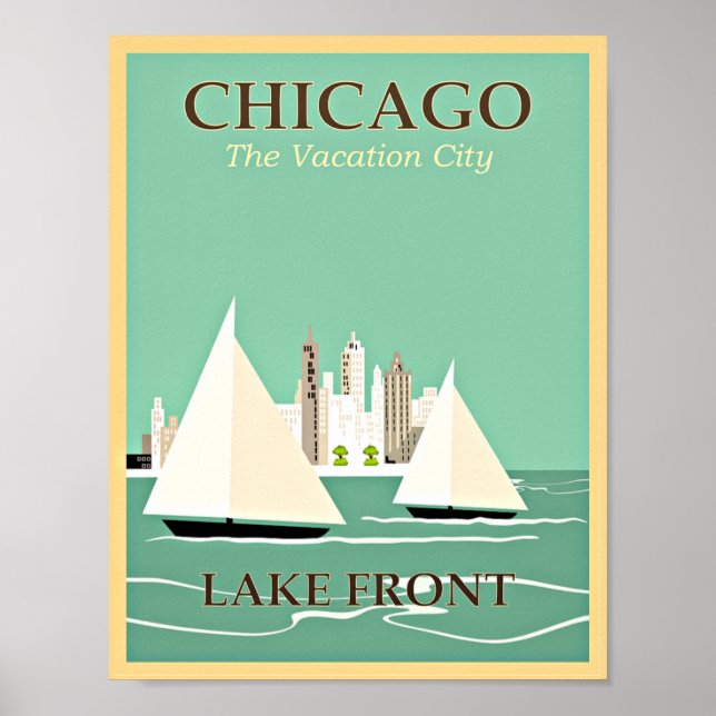 Vintages Reiseplakat von Chicago, Lake Front Poster (Vorne)