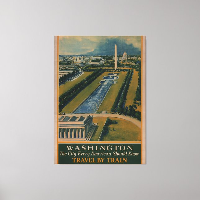 Vintages Reiseplakat Washington DC Leinwanddruck (Vorderseite)
