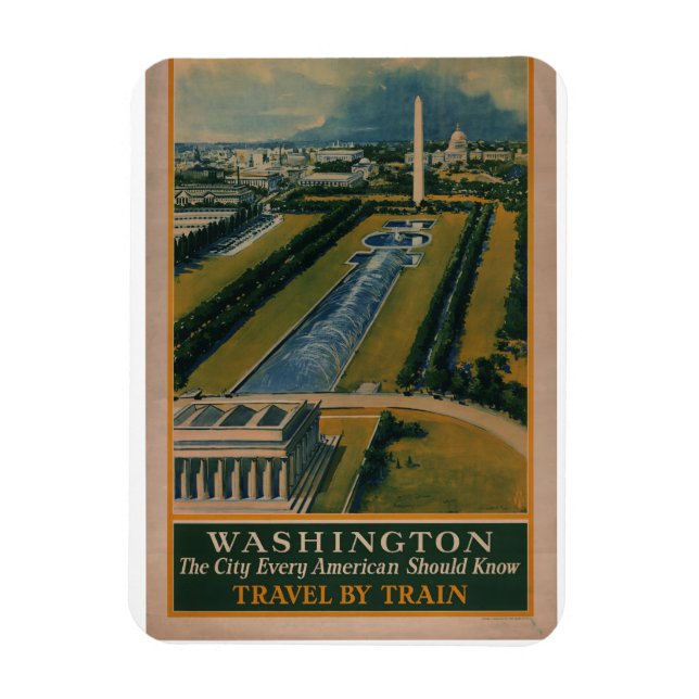 Vintages Reiseplakat Washington DC Magnet (Vertikal)