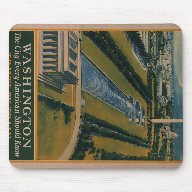 Vintages Reiseplakat Washington DC Mousepad (Vorne)