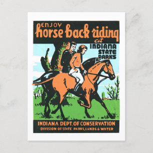 Vintages Reiten auf Indiana Staat Parks Postkarte