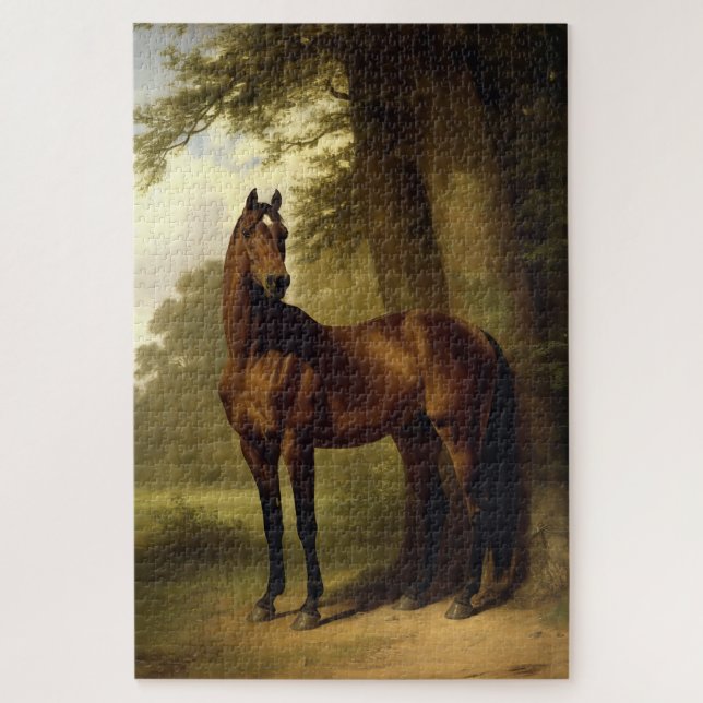 Vintages Reittier Brown Hunter Horse Painting (Vertikal)