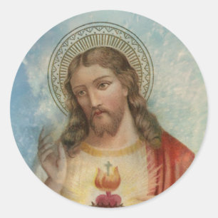 Vintages religiöses Heiliges Herz Jesu Runder Aufkleber