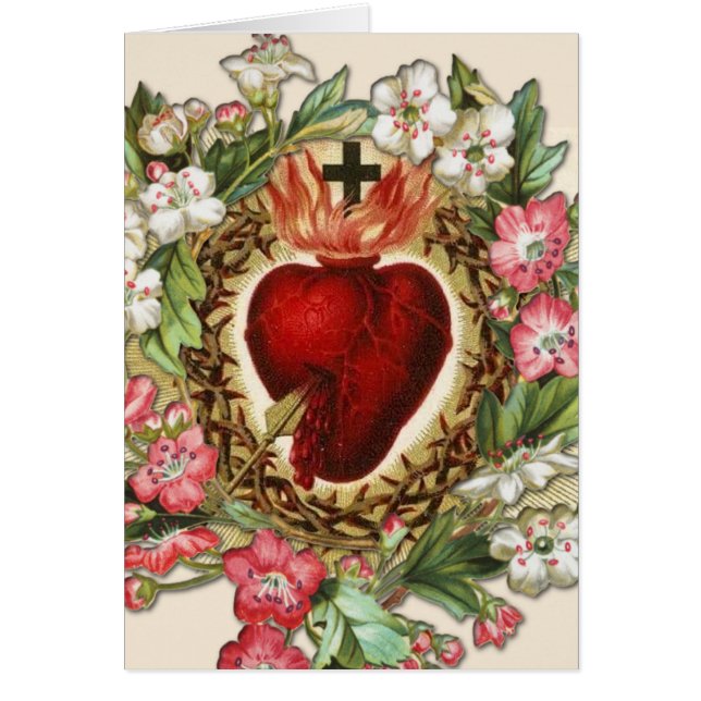 Vintages religiöses Herz Jesus floralkatholische (Vorne)