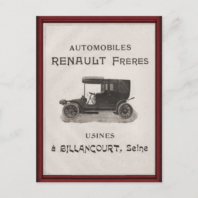 Vintages REnault Automobile-Poster Postkarte (Vorderseite)