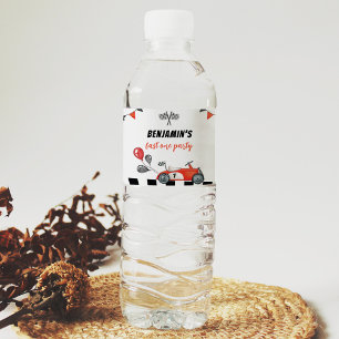 Vintages Rennen Auto Geburtstag Wasser Flasche Eti