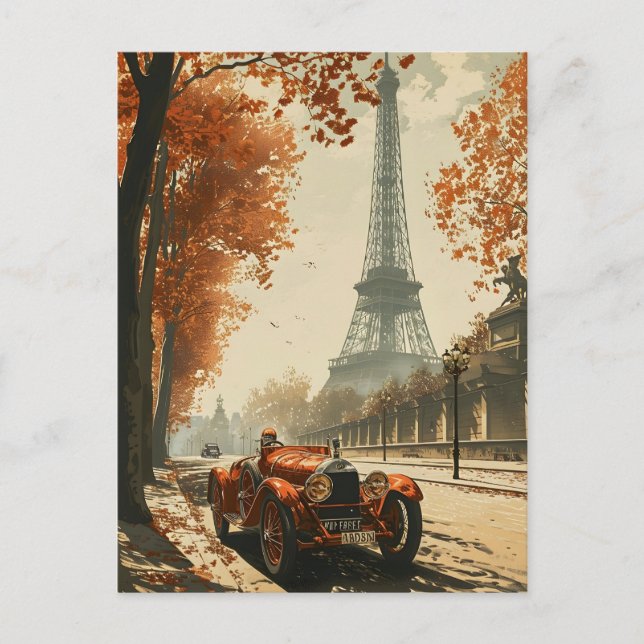 Vintages Rennfahrzeug in Paris Postkarte (Vorderseite)