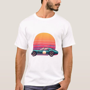 Vintages Rennwagen bei Sonnenuntergang T-Shirt