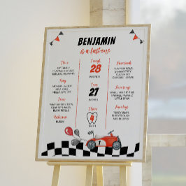 Vintages Rennwagen Geburtstagsparty Meilenstein Po Poster