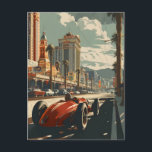 Vintages Rennwagen in Las Vegas Postkarte<br><div class="desc">"Mit unserer Vintagen Racing Car Postkarte erleben Sie den faszinierenden Geist des Las Vegas Strips. Diese nostalgische Karte verfügt über ein klassisches Rennauto vor dem zauberhaften Hintergrund der Stadt, die nie schläft. Die lebhaften Lichter von Las Vegas beleuchten die Szene und verleihen dem Vintagen Charme eine Touch Glamour. Schicken Sie...</div>