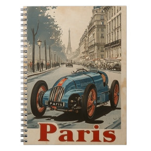 Vintages Rennwagen in Paris Notizblock