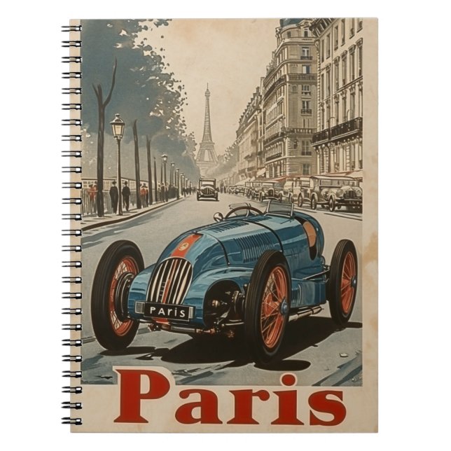 Vintages Rennwagen in Paris Notizblock (Vorderseite)