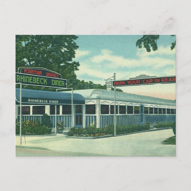 Vintages Restaurant, Retro Rhinebeck Roadside Dine Postkarte (Vorderseite)