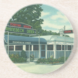 Vintages Restaurant, Retro Rhinebeck Roadside Dine Sandstein Untersetzer