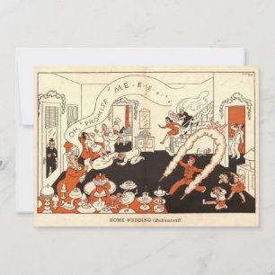 Vintages Retro Altes rustikales Comic Hochzeit Einladung