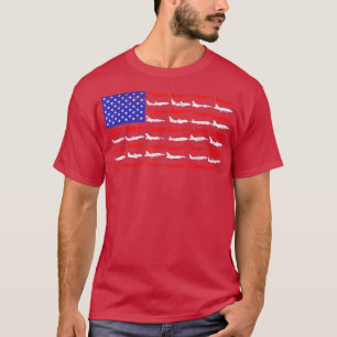Vintages Retro-amerikanisches Flag-Flugzeug am 4.  T-Shirt