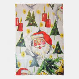 Vintages Retro Art-Weihnachtsküchen-Tuch Sankt Handtuch