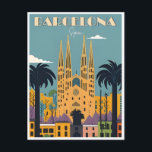 Vintages Retro Barcelona Spanien Reisen Kunst, Dic Postkarte<br><div class="desc">Vintag,  Retro,  Reisen,  modern,  Aquarell,  Classic,  Barcelona,  Spanien Postkarten,  Barcelona Spanien, </div>