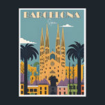 Vintages Retro Barcelona Spanien Reisen Kunst, Dic Postkarte<br><div class="desc">Vintag,  Retro,  Reisen,  modern,  Aquarell,  Classic,  Barcelona,  Spanien Postkarten,  Barcelona Spanien, </div>
