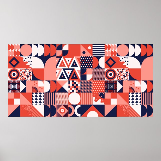 Vintages Retro-Bauhaus-Design Vintager nahtloser T Poster (Vorne)