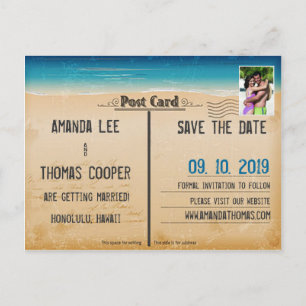 Vintages Retro Beach Postcard Foto Save the Date Ankündigungspostkarte