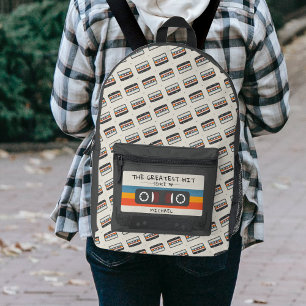 Vintages Retro-Bestes Kassettenbandmuster Bedruckter Rucksack