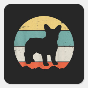 Vintages Retro Bulldog Geschenk für Hunde Vater Ma Quadratischer Aufkleber