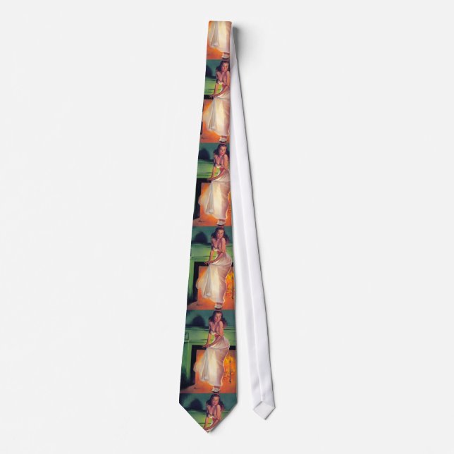 Vintages Retro Button Up Girl Krawatte (Vorderseite)