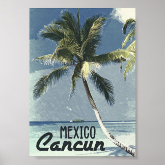 Vintages Retro Cancun Mexico Reisen Ocean Beach Ar Poster