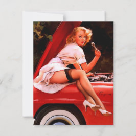 Vintages Retro Car Mechanisches Pinup Girl
