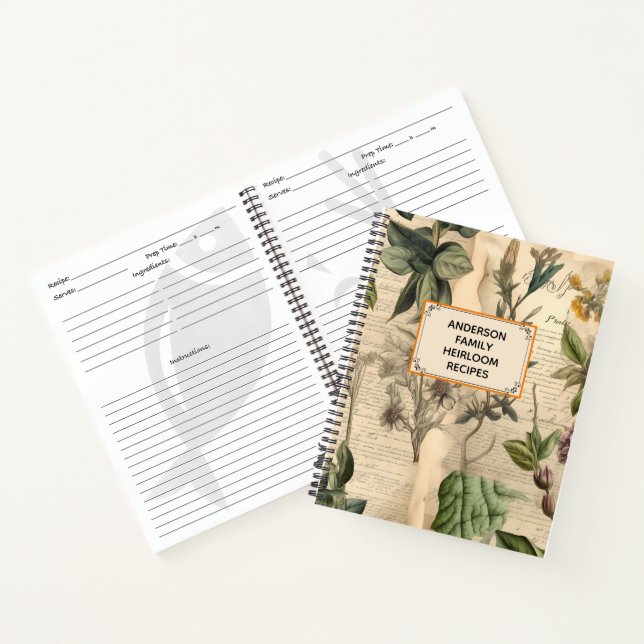 Vintages Retro Champagner Farbflora Rezept Buch (Innenseite)